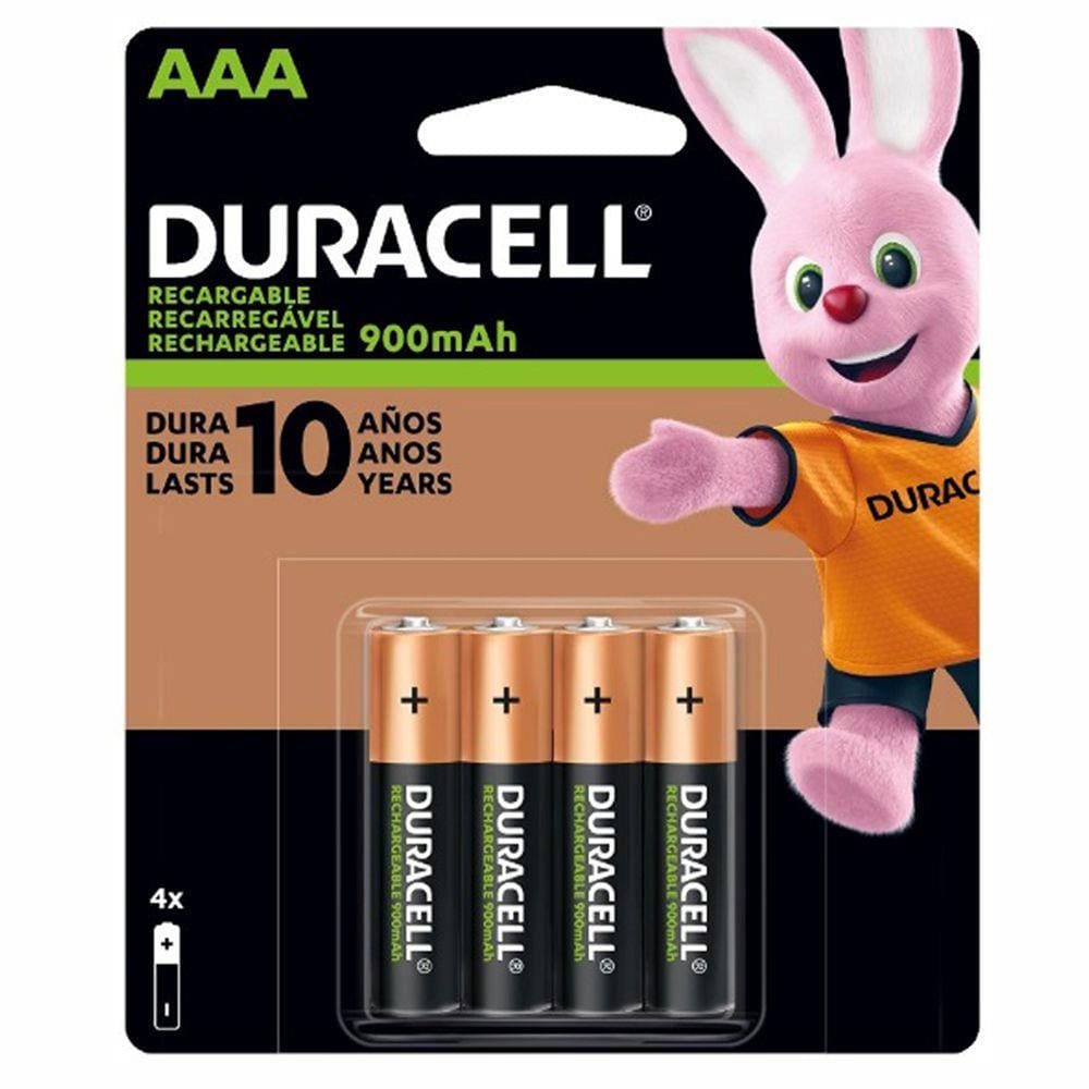 Pilha Recarregável Duracell Aaa 900mAh Palito Nova Formula 10 Anos de Duração com 4 Unidades