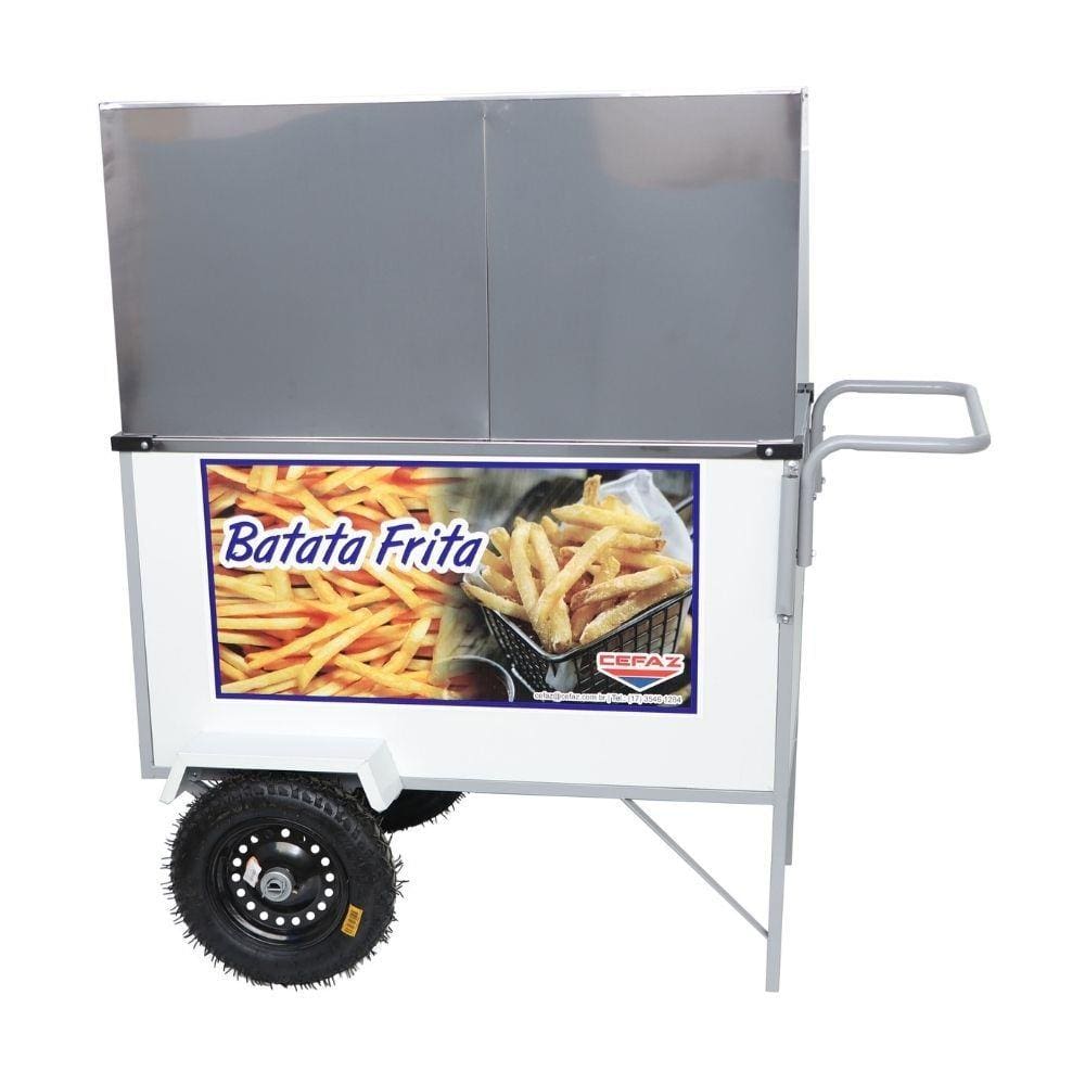 Carrinho de Batata Fritas com Rodas Pneumaticas e Toldo