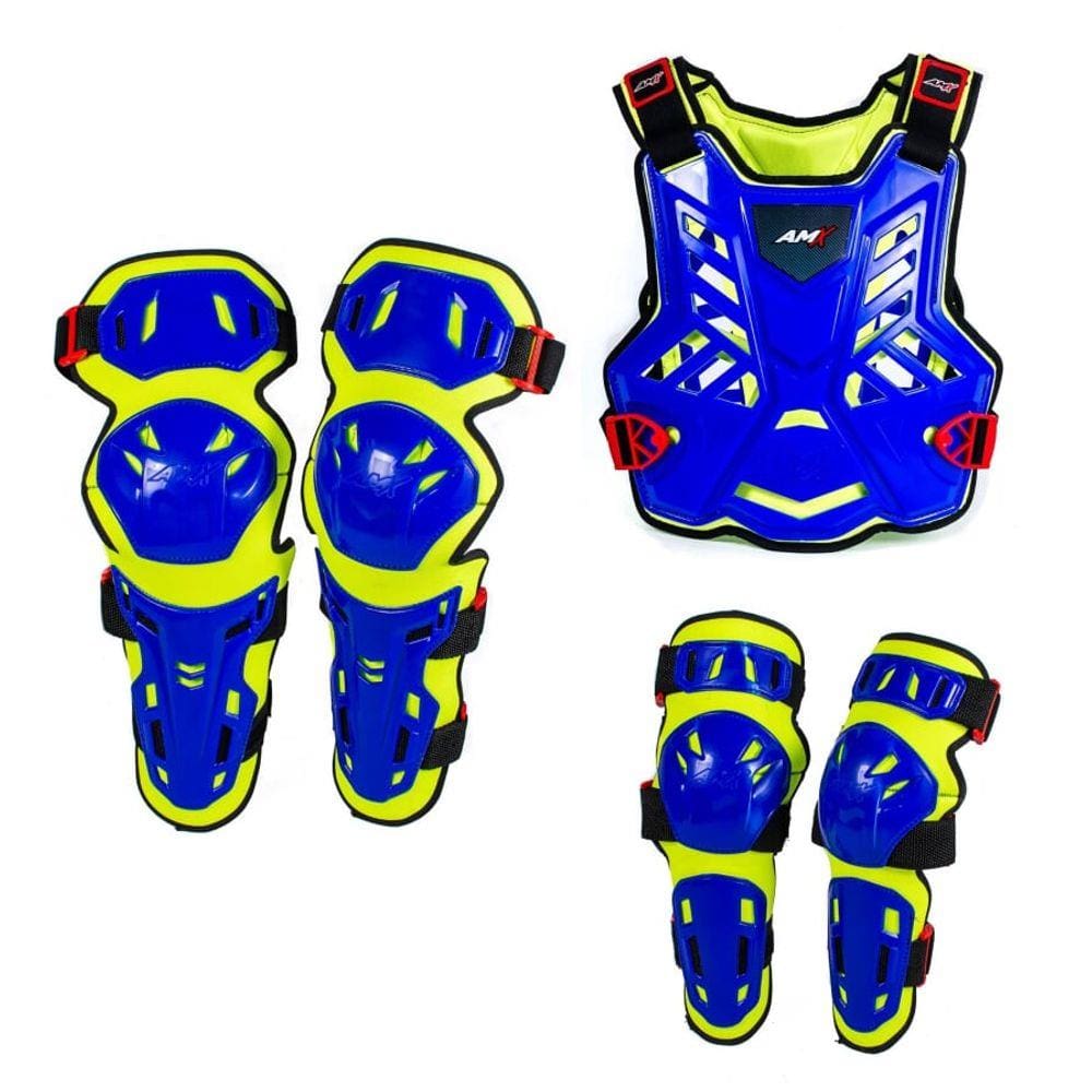 Kit Joelheira Cotoveleira Colete Amx Control Motocross