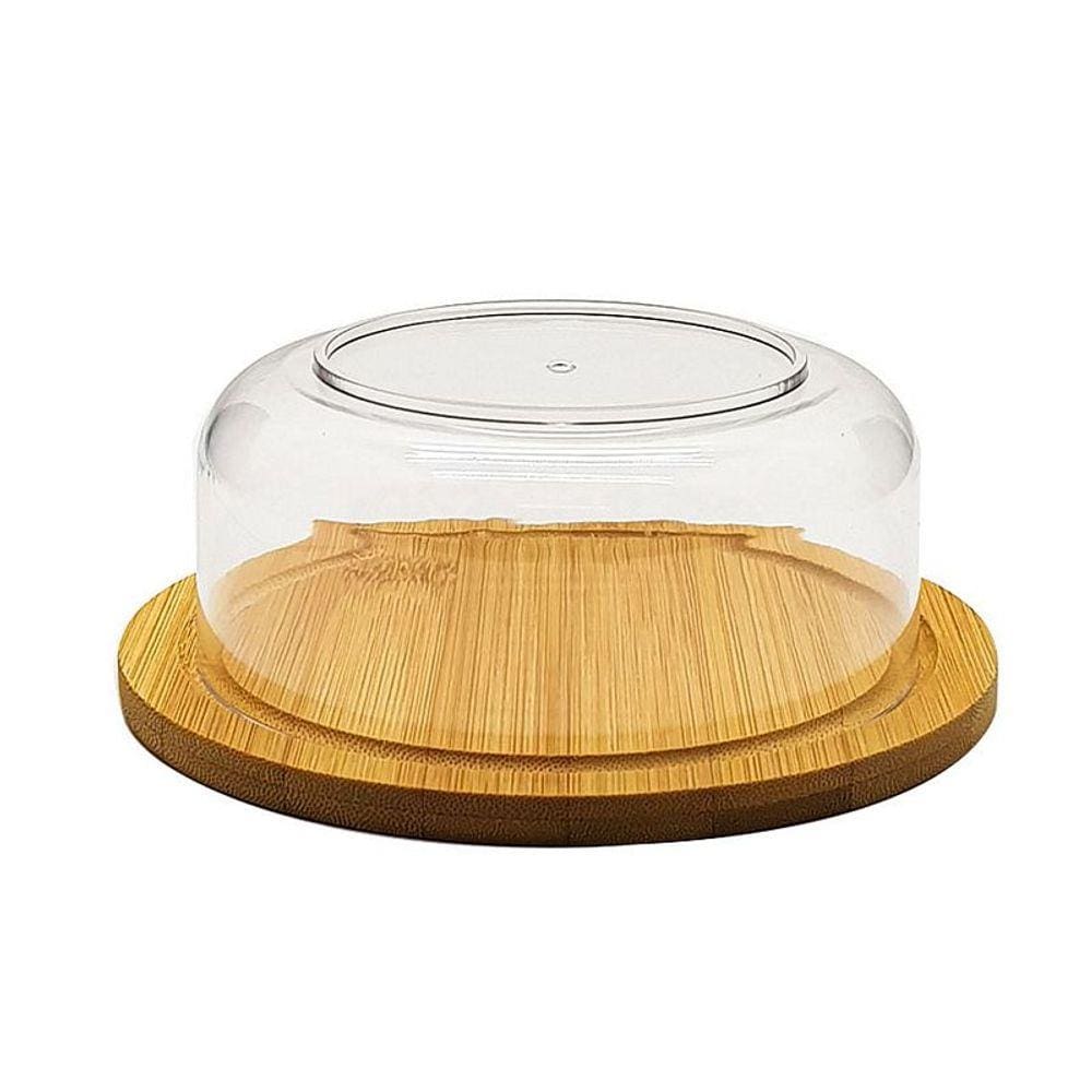 Queijeira de Bambu com Cúpula em Acrílico 14,5cm