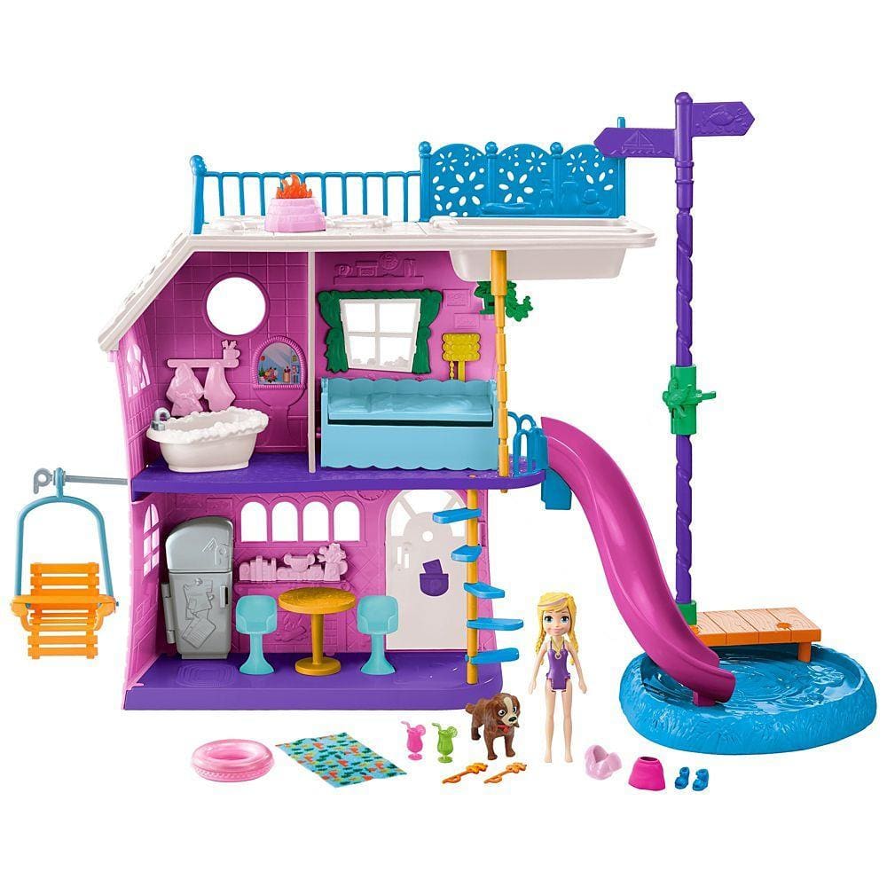 Conjunto e Boneca - Polly Pocket - Parque Aquático de Esportes