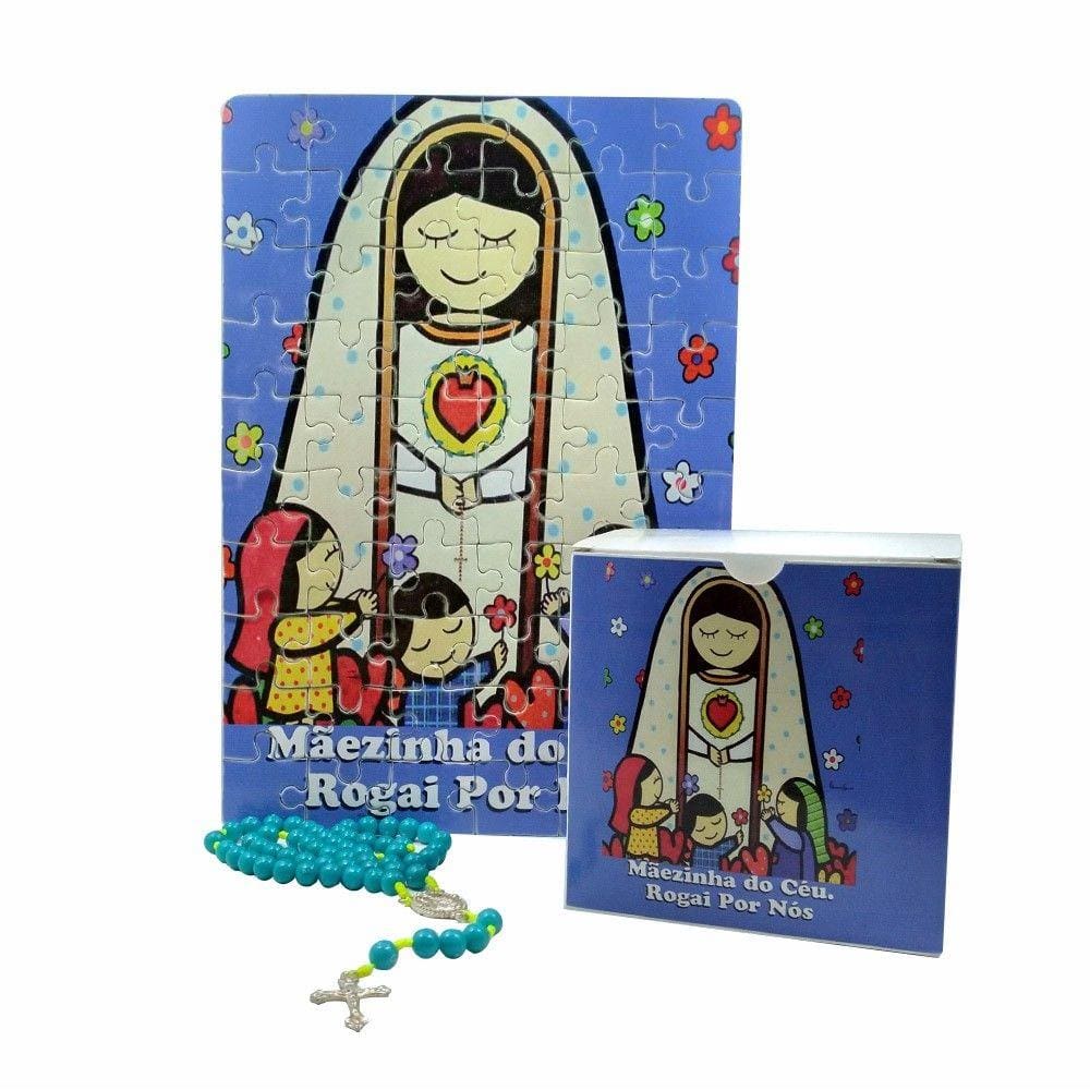 Quebra-Cabeça Infantil Nossa Senhora de Fátima 60 peças com Terço