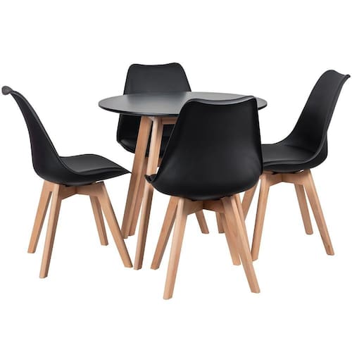 imagem-KIT - Mesa Leda 80 cm + 4 cadeiras Leda - Preto 