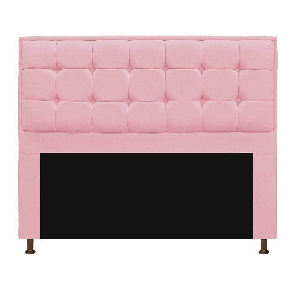 Cabeceira Copenhague 140 cm Casal Suede Rosa Bebê