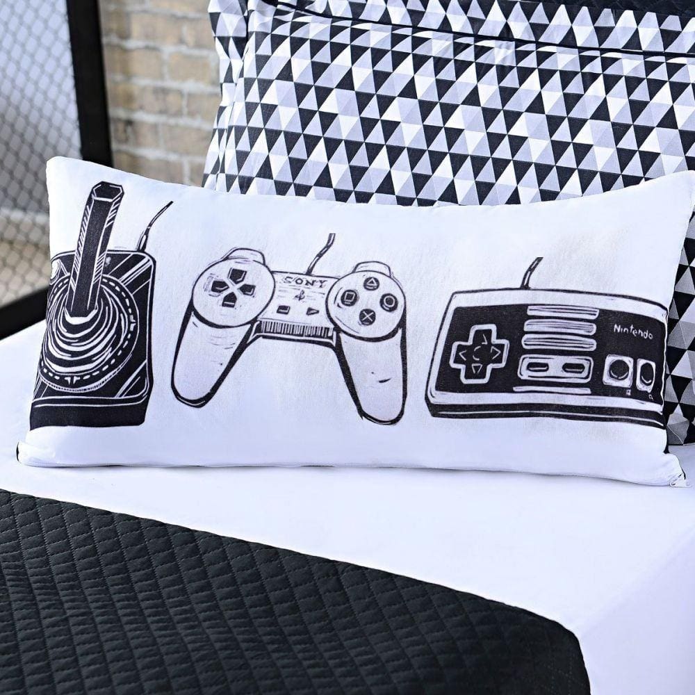 Almofada Avulsa Game Retrô Branco/preto 60cm X 30cm com