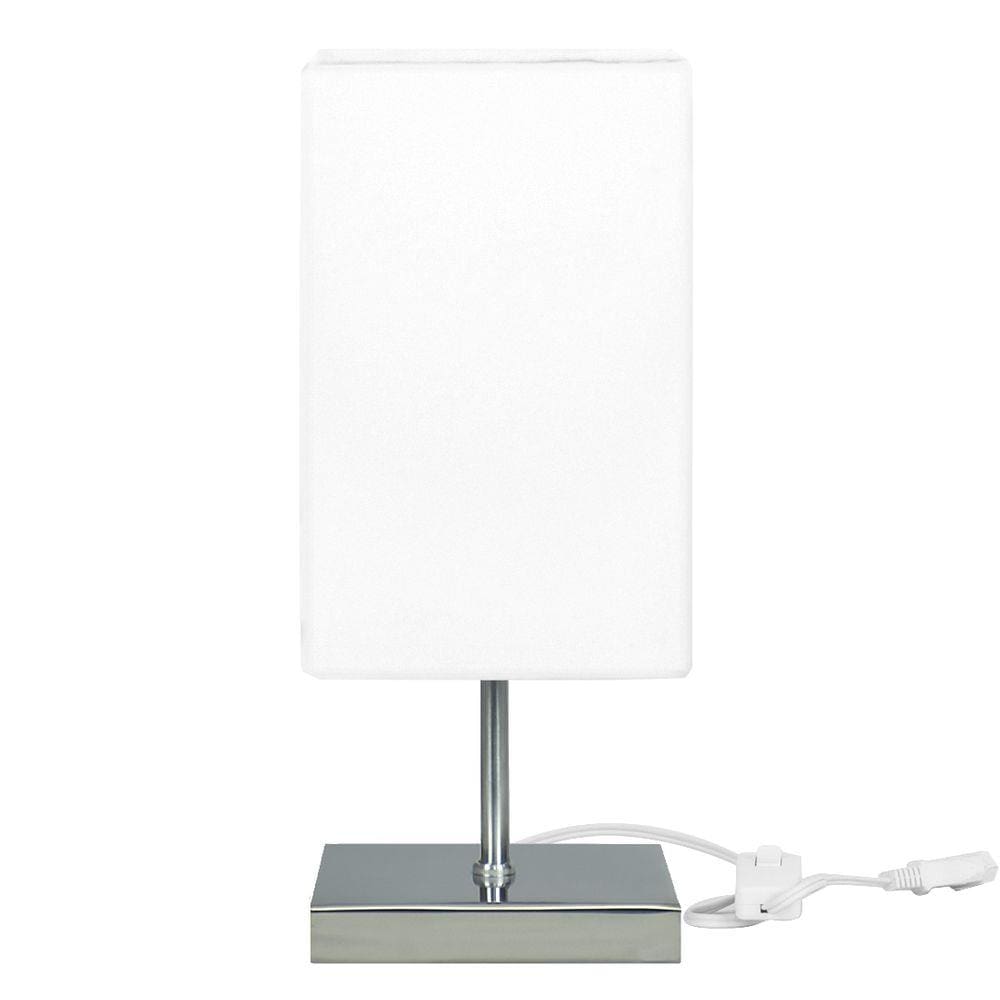 Abajur Eros Quad Branco com Base Inox.