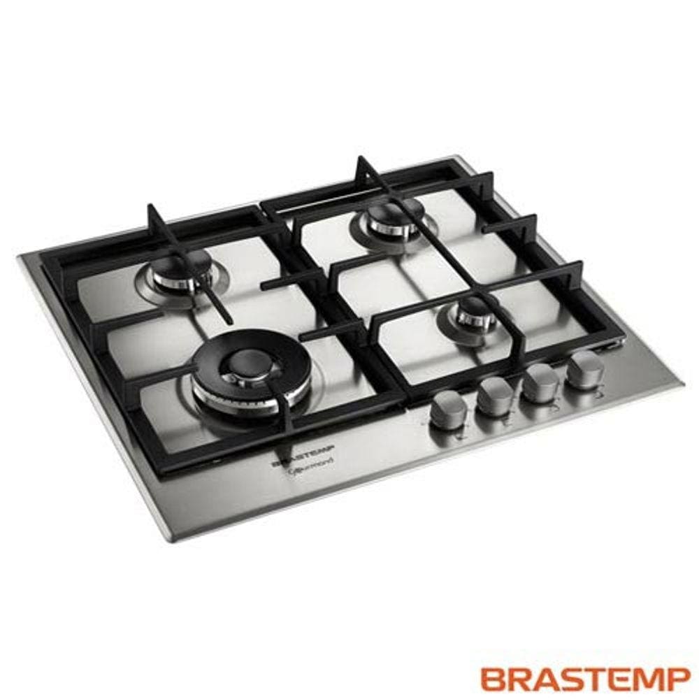 Cooktop à Gás de 4 Bocas Brastemp com Acendimento Superautomático Gourmand Inox - BDK60DRBNA