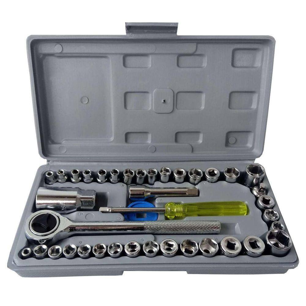 Kit 40 Peças Soquetes Chave Aço Maleta Bestfer-Bfh1281 F6A