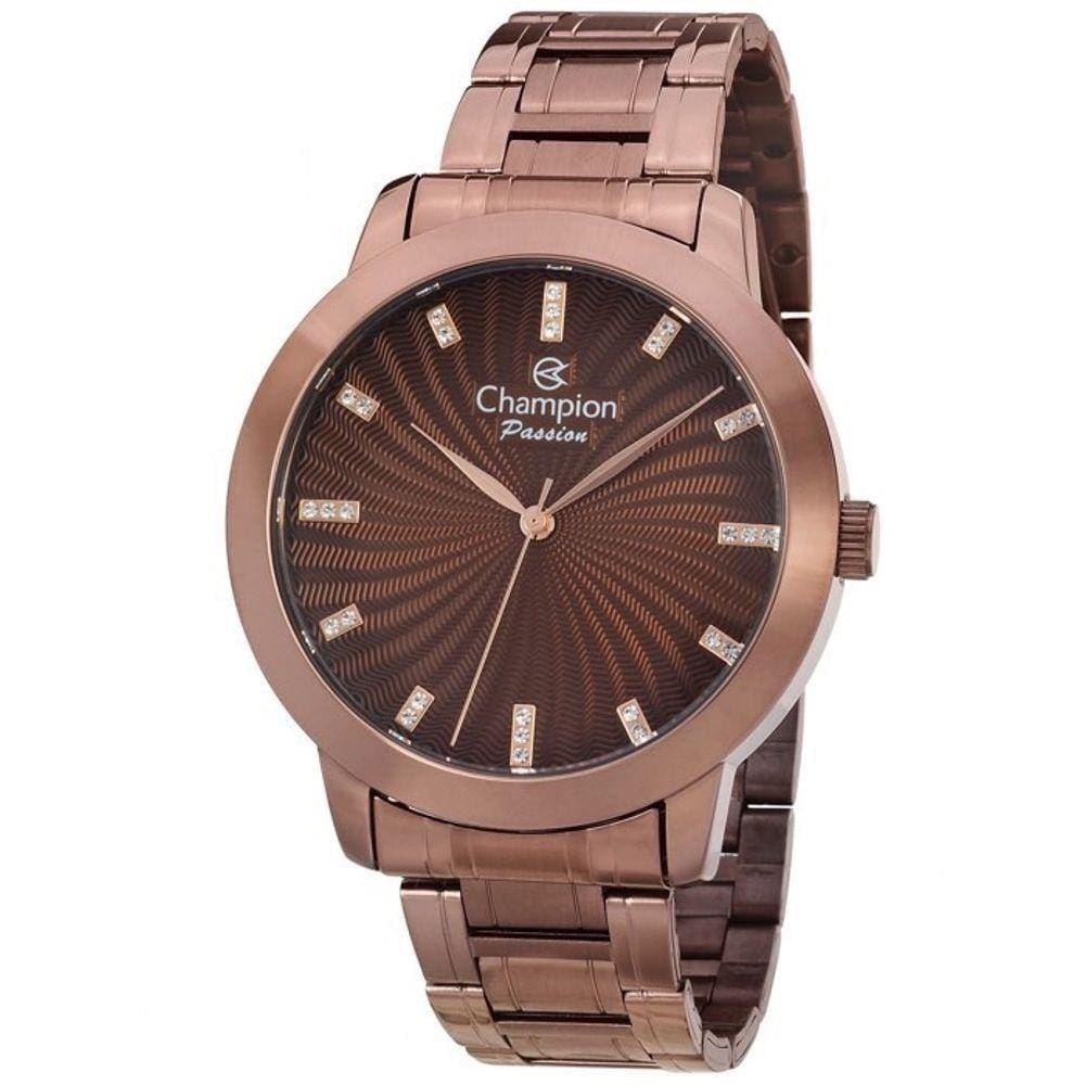 Relogio Champion Feminino Chocolate Marron Grande Cn29276r