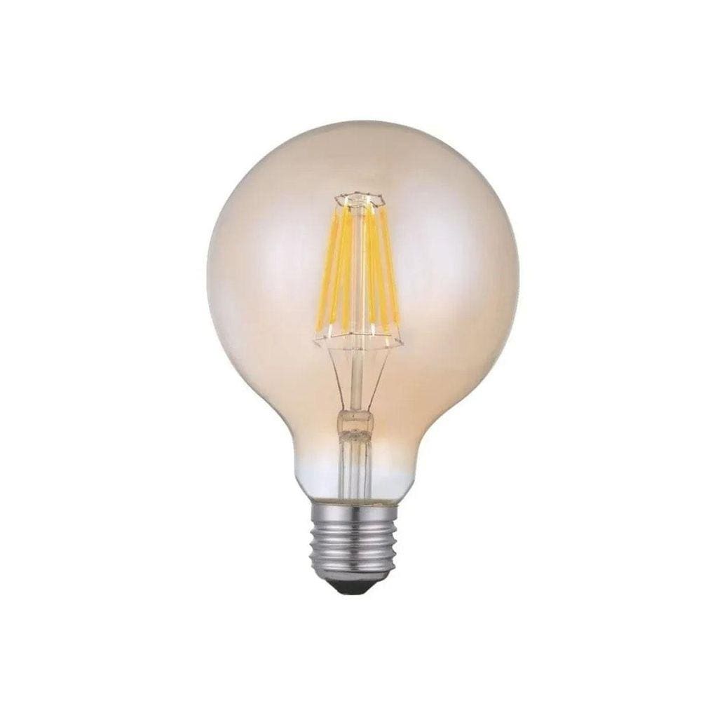 Kit 7 Lampada Filamento Vintage G95 4W E27 Led Vidro Ambar