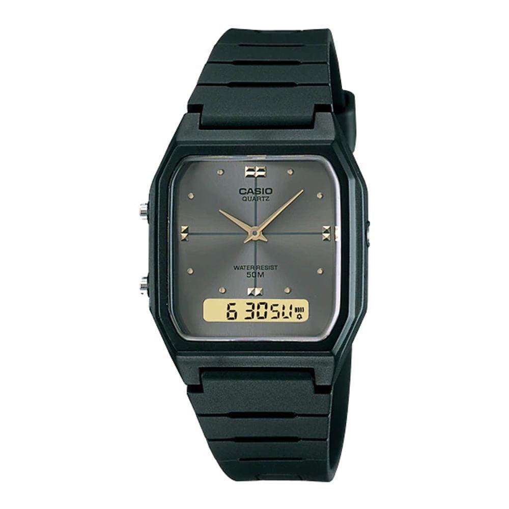 Relógio Casio Vintage Anadigi AW-48HE-8AVDF Pulseira de Borracha Preto