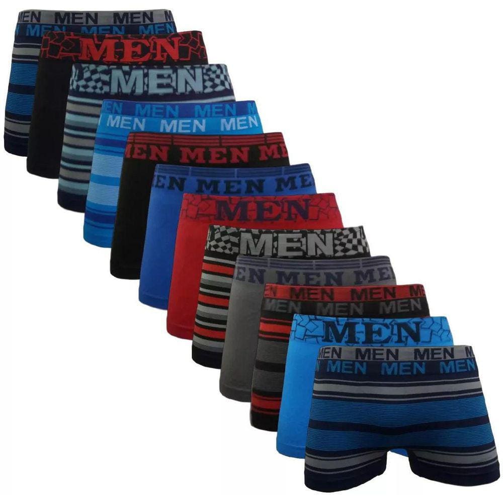 Kit 10 Cuecas Boxer Microfibra Men Sem costura