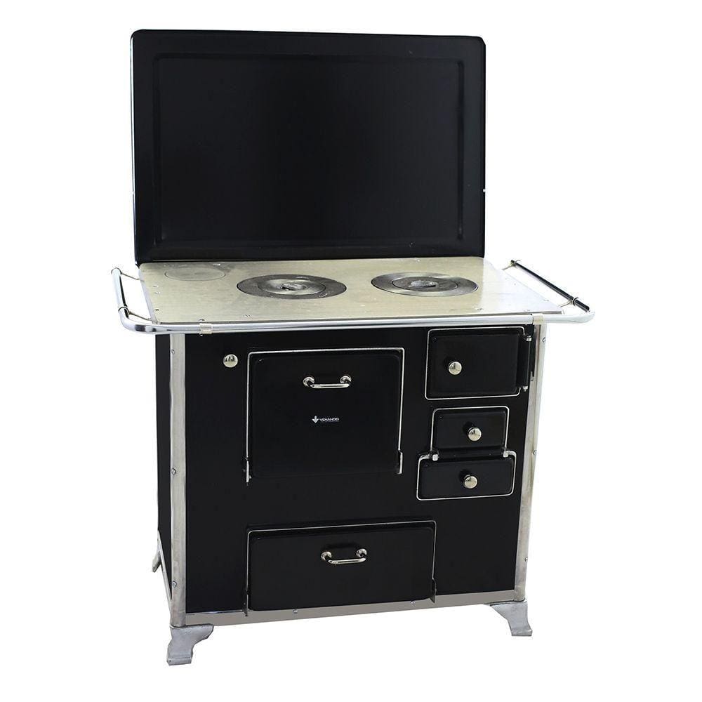 Fogão a Lenha Tradicional 02 Venâncio Gabinete com Tampa Preto 2getpr
