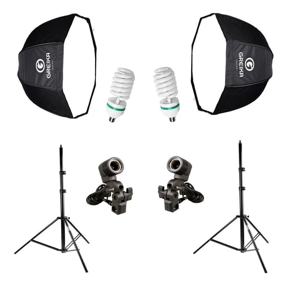 Kit Greika Octabox 120cm Tripés Lâmpadas Soquetes E-27