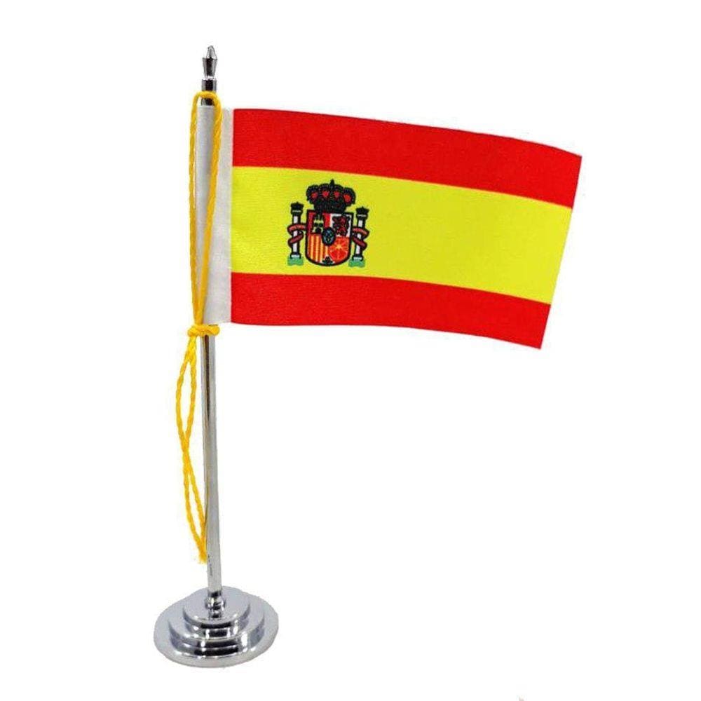 Mini Bandeira De Mesa Espanha 15 Cm Poliéster