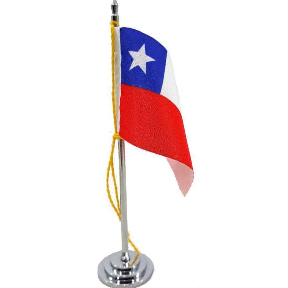 Mini Bandeira De Mesa Chile 15 Cm Poliéster