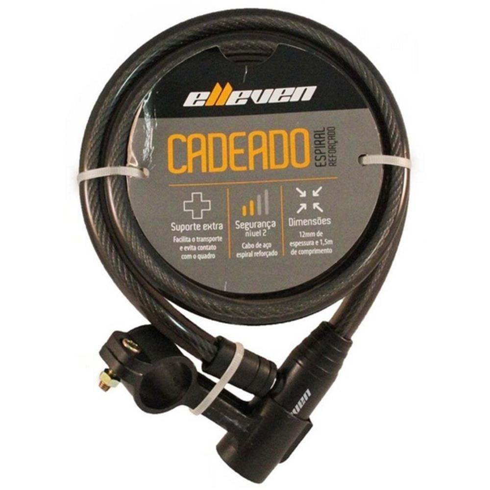Cadeado 1500x12mm Espiral com Chave e Suporte