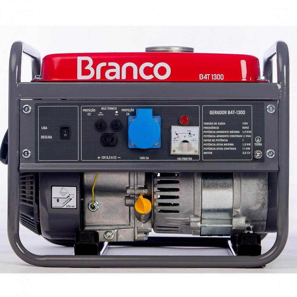 Gerador a Gasolina 110V B4T1300 Branco Vermelho
