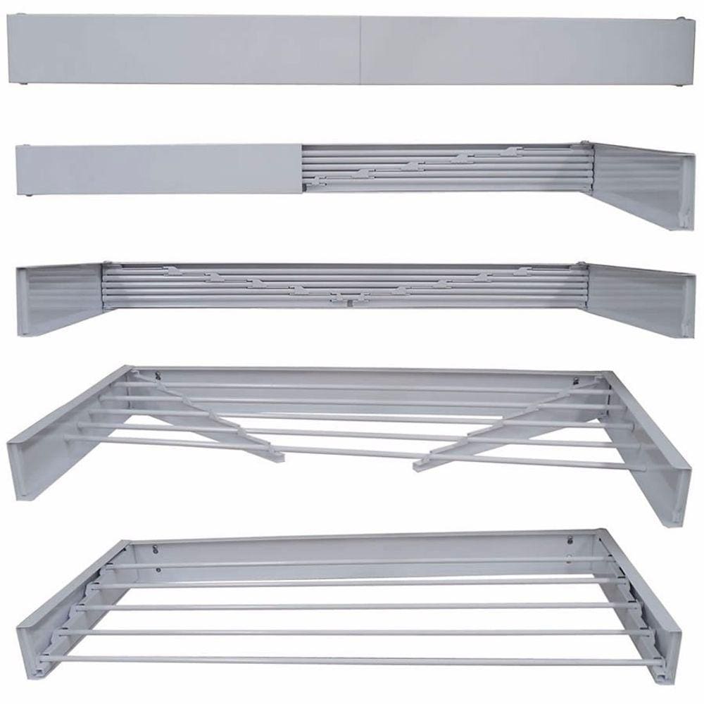 Varal Magico 4 varetas Aluminio 60cm - Dobravel Branco