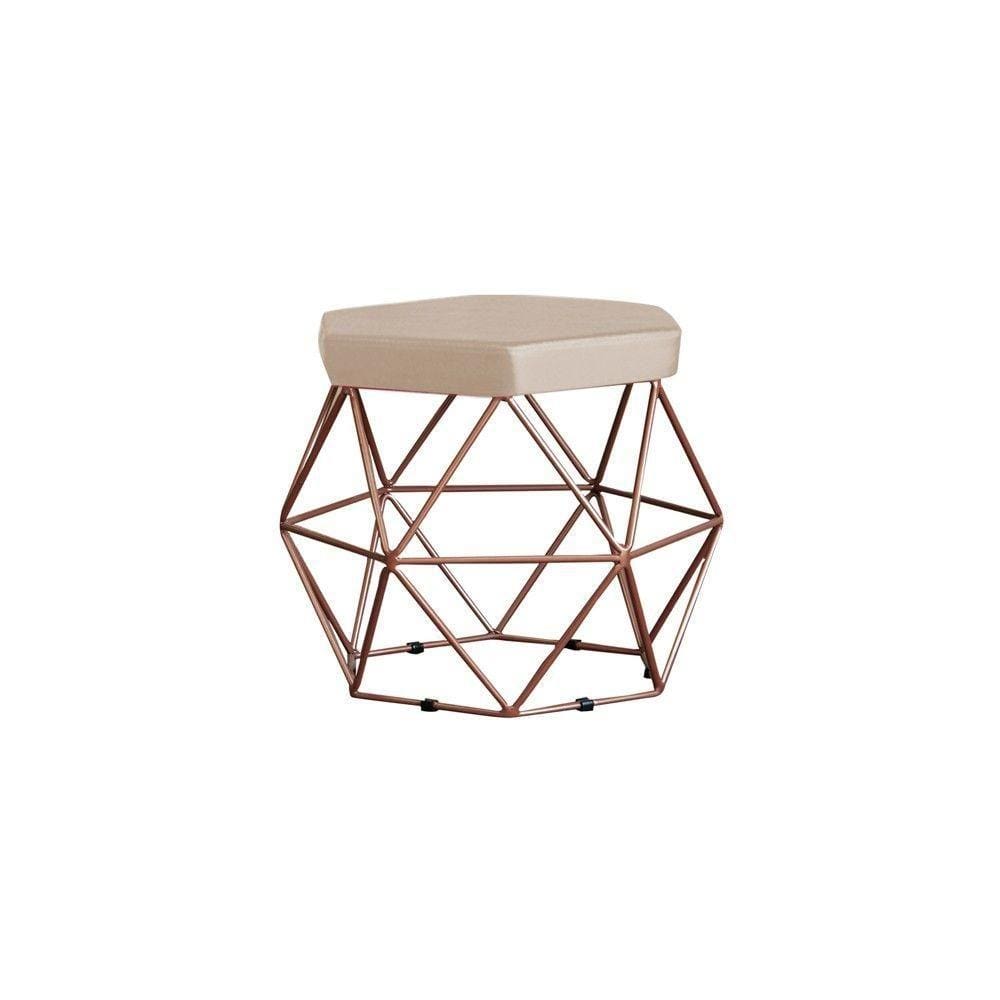 Puff Base Bronze Elsa Suede Bege Gran Belo
