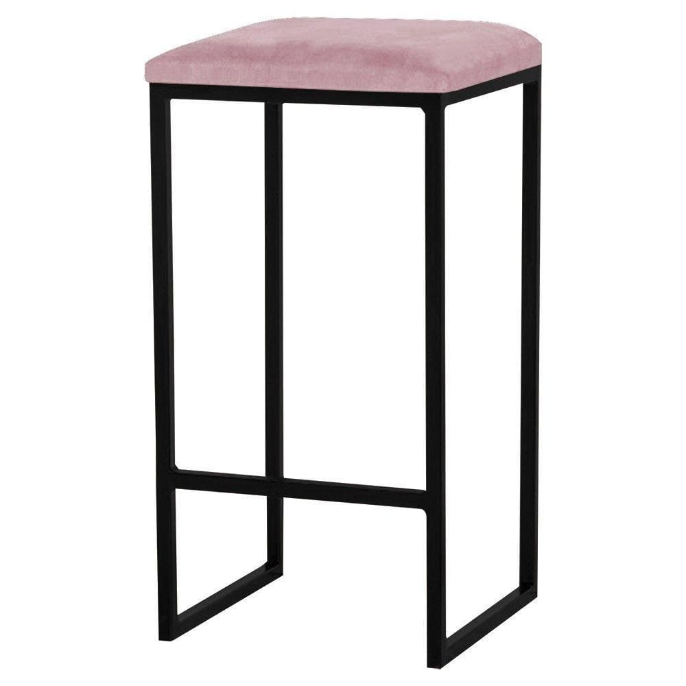 Banqueta Billie Base Preta Veludo Rosê Gran Belo