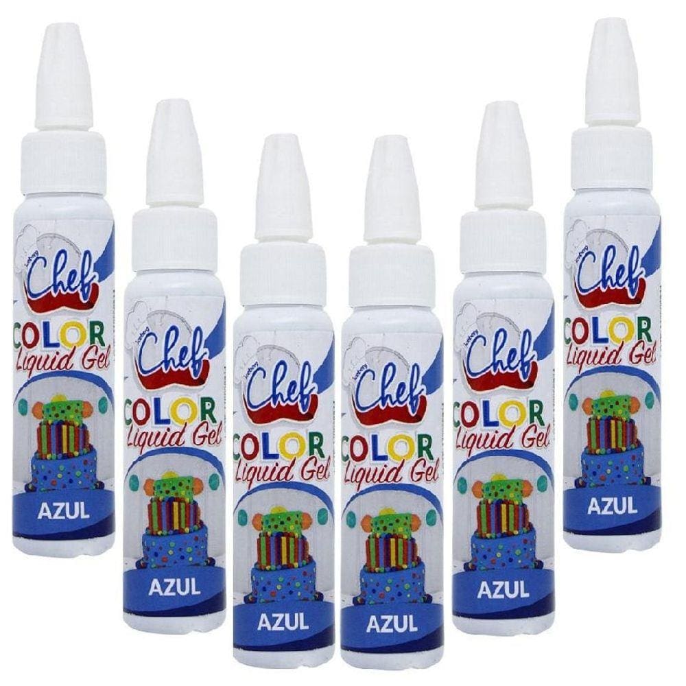 Kit 6 Corantes Liquido Gel Azul 25G Iceberg