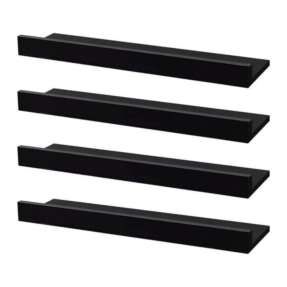 Kit 4 Prateleiras Porta Quadros 40 x 15cm Preta