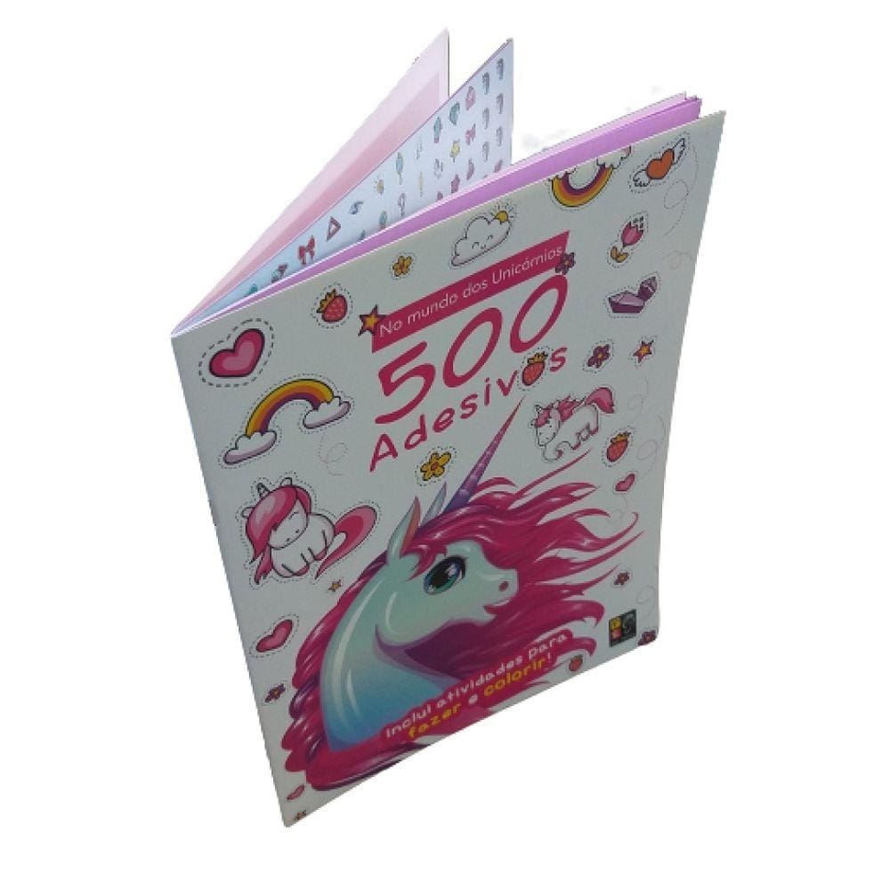 Livro 500 Adesivos no Mundo dos Unicórnios Pé da Letra
