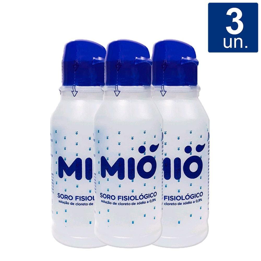 Kit 3 unidades Soro Fisiológico 0,9% Mió com 500ml