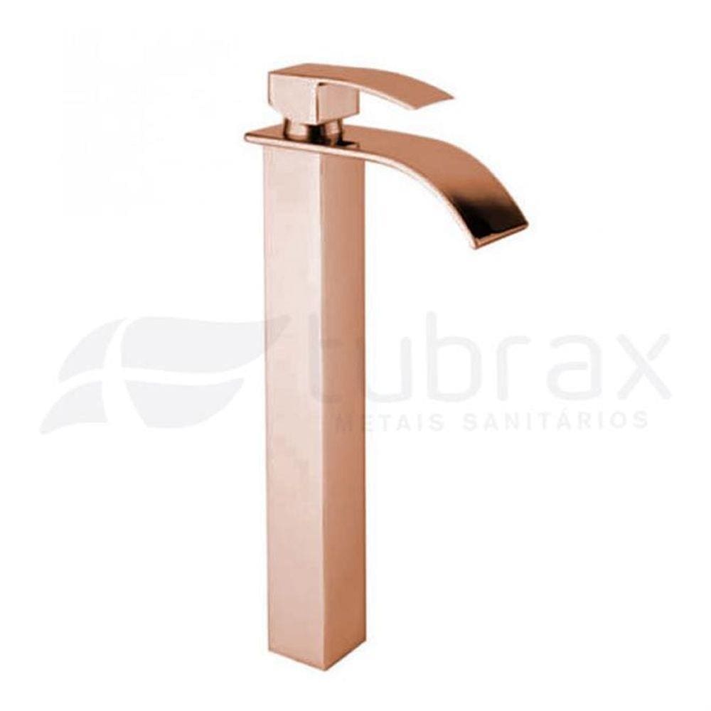 Torneira Alta Com Bica Monocomando Banheiro Rose Gold