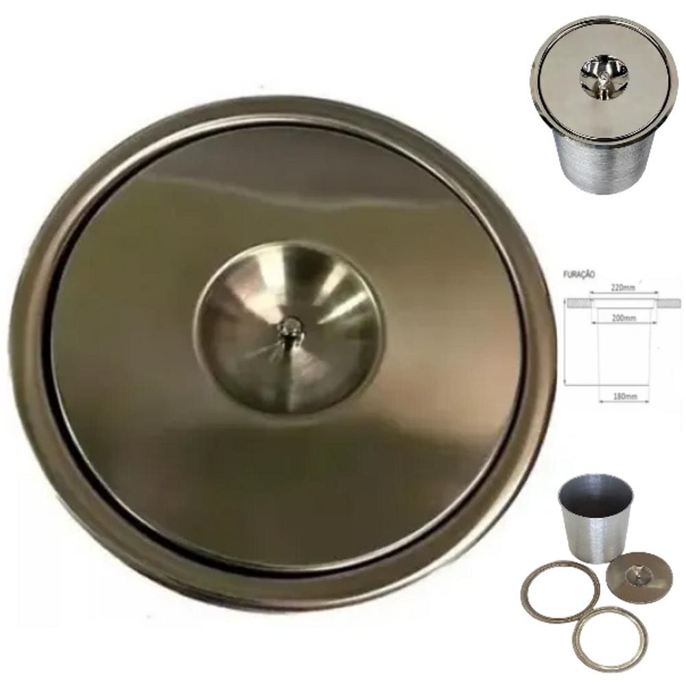 Lixeira Pia Cozinha Embutir No Granito Em Inox 5lts 20X24 CM