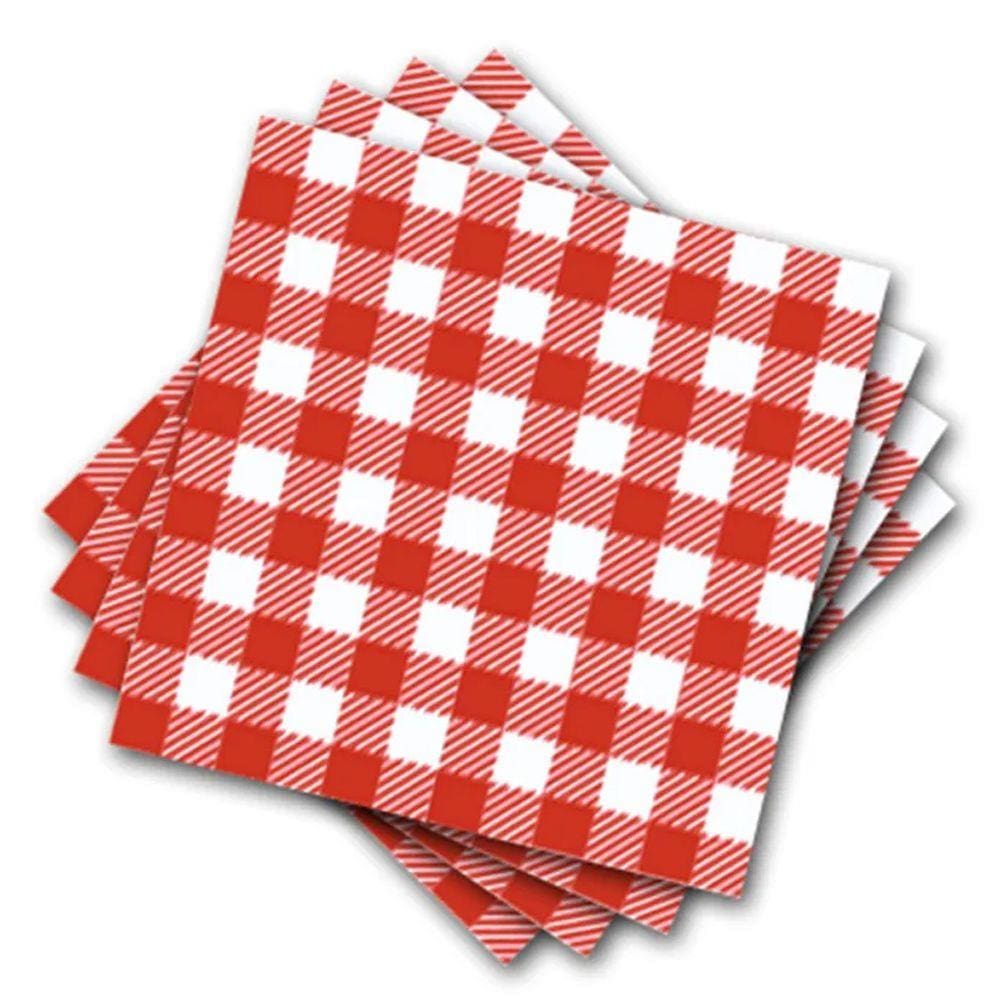 Guardanapo de Papel Xadrez Vermelho 30cm x 31cm - 50 Unidades
