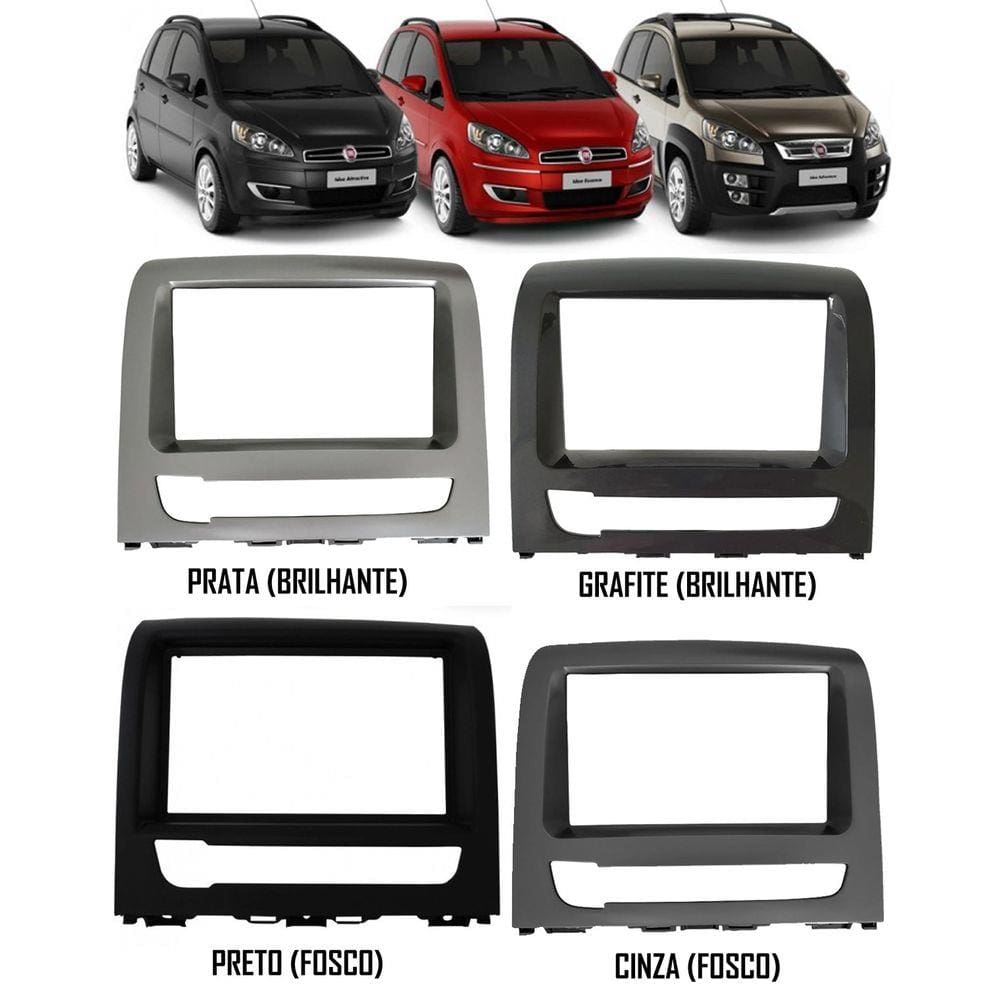 Moldura De Painel 2 Din Fiat Idea 2012 2013 2014 2015 2016 Para Cd Dvd 2 Dins