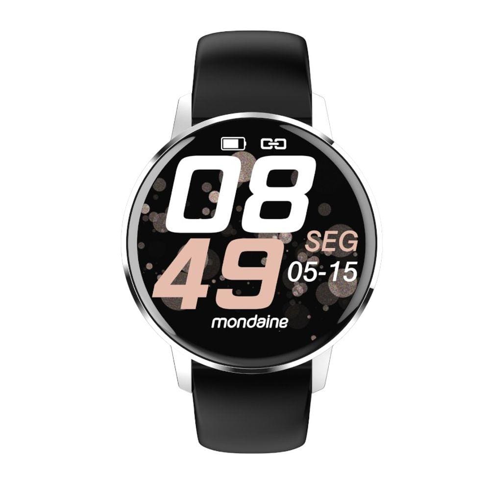 Relógio Smartwatch Redondo Silicone Preto