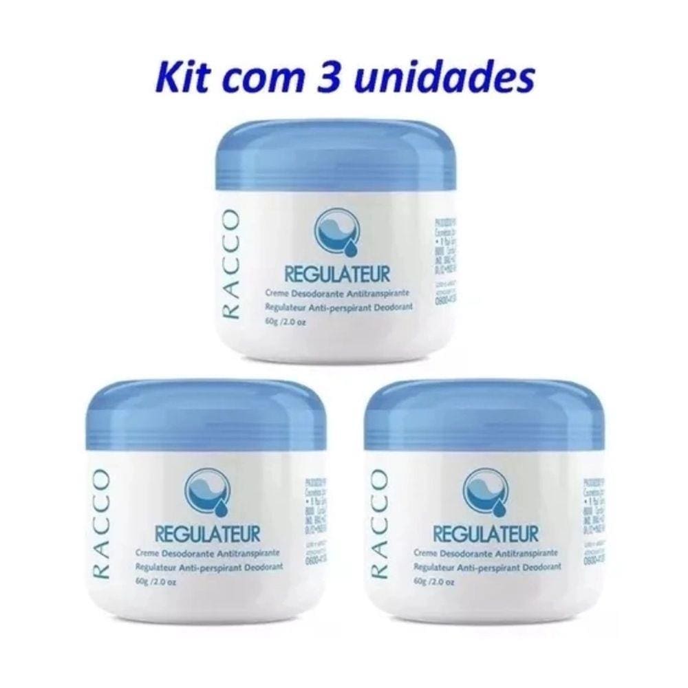 Creme Desodorante Antitranspirante Regulateur Racco 60g - Kit 3 Unidades