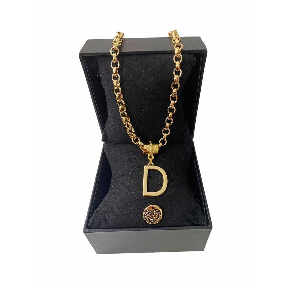 Colar Feminino Elo Português Grosso 6mm Letra \"D\"