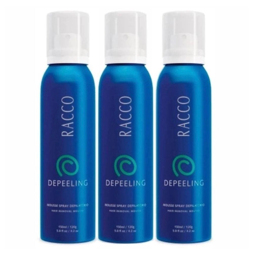 Kit com 3 Mousse Depilatório Depeeling Racco 150ml