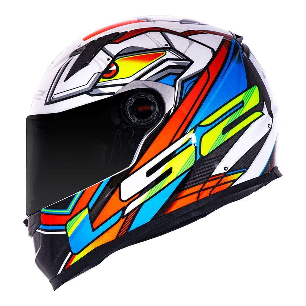 Capacete Ls2 Ff358 Xdron Neon Laranja Azul Amarelo Branco