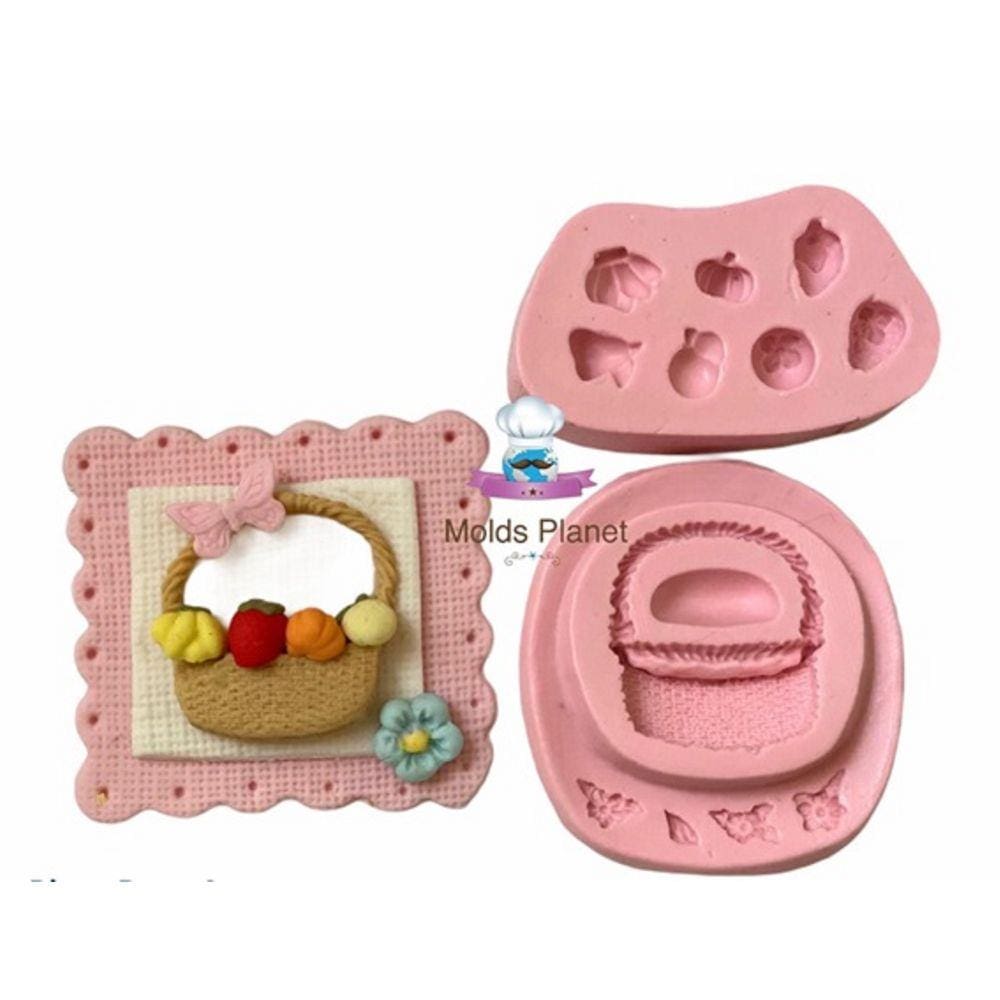 Molde De Silicone Cesta , Frutas, Piquinique