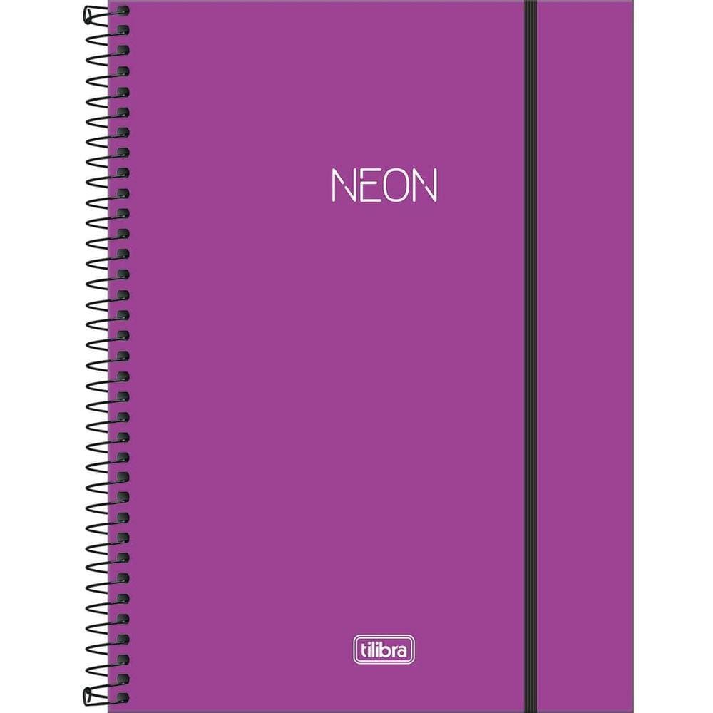 Caderno Espiral Capa Plástica 1 Matéria Neon Lilás Tilibra