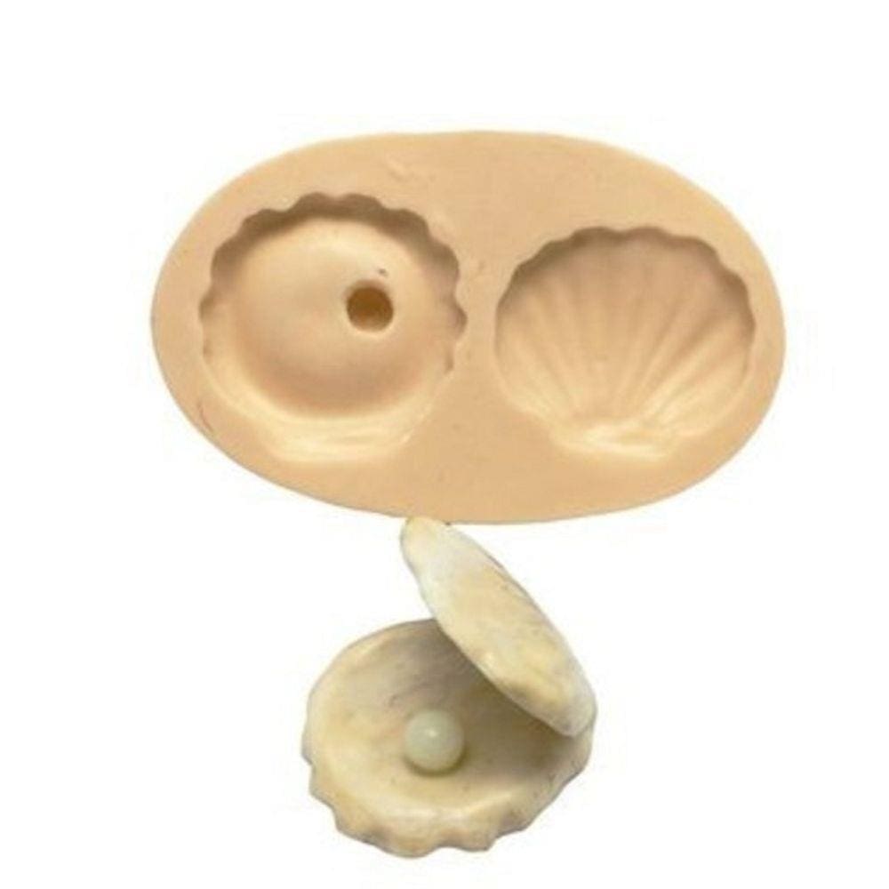 Molde De Silicone Concha Com Perola