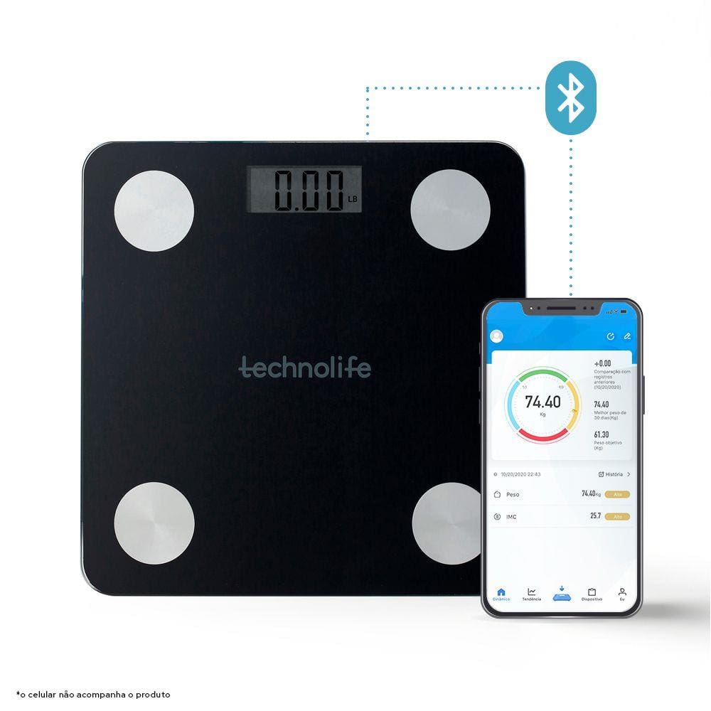 Balança Digital de Bioimpedância com Bluetooth Technolife Preta Hb8204