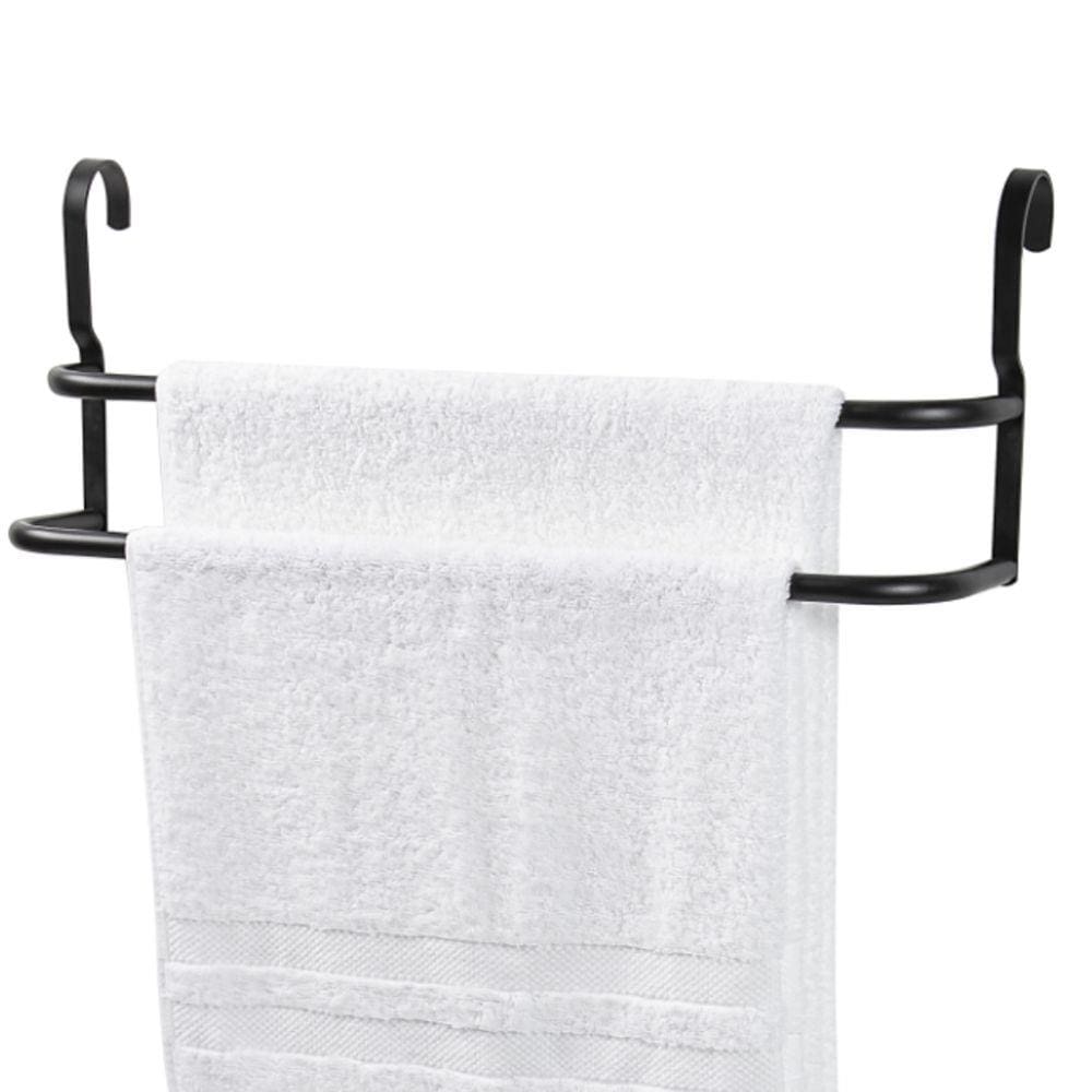 Porta Toalhas Duplo Toalheiro Para Box Preto Fosco 60cm