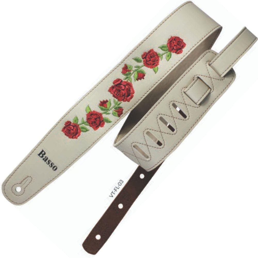 Correia Basso Straps em Sintético Floral Bordada Bege VT-FL-03
