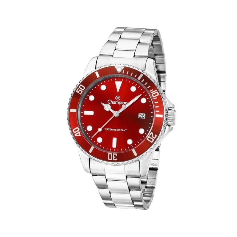 Relogio Masculino Champion Prata com Vermelho CA31266V