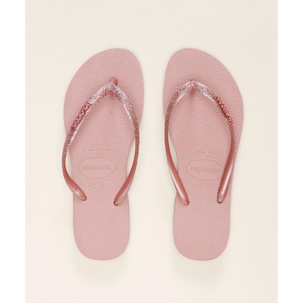 chinelo havaianas glitter rosa