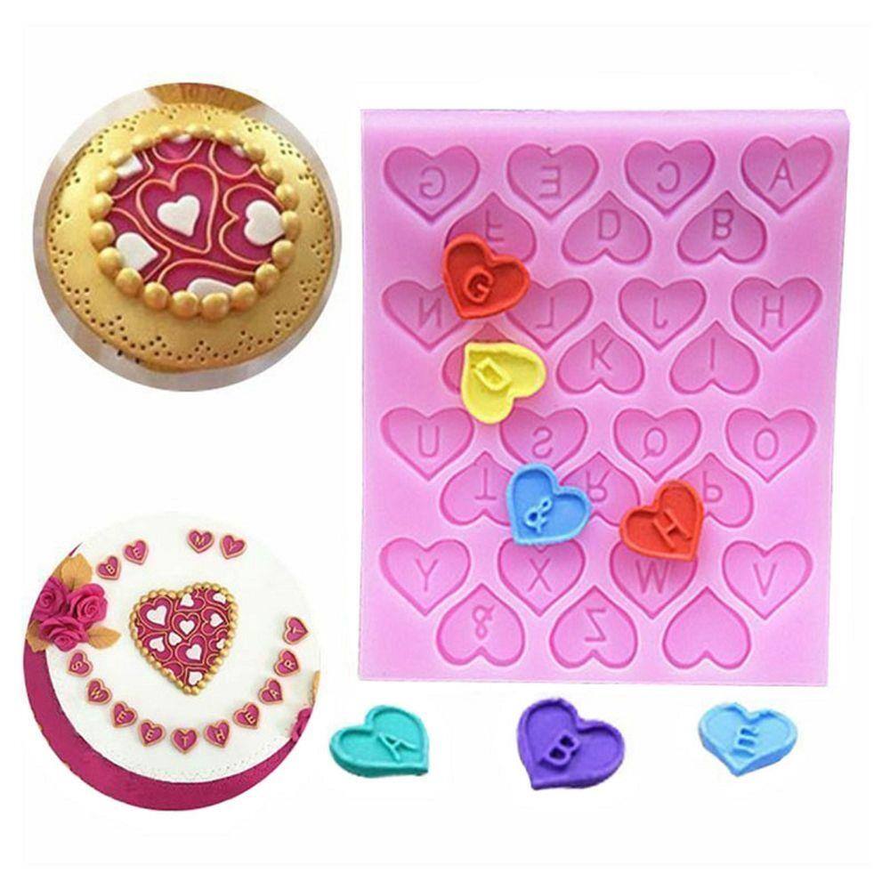 Molde De Silicone Alfabeto Com Coração, Letras