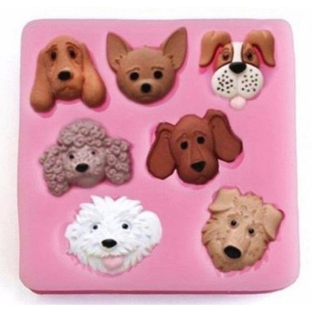 Molde De Silicone Mini Rostos De Cachorros