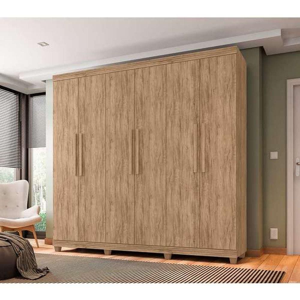 Guarda Roupa Casal 6 Portas 3 Gavetas Berlim - Carvalho