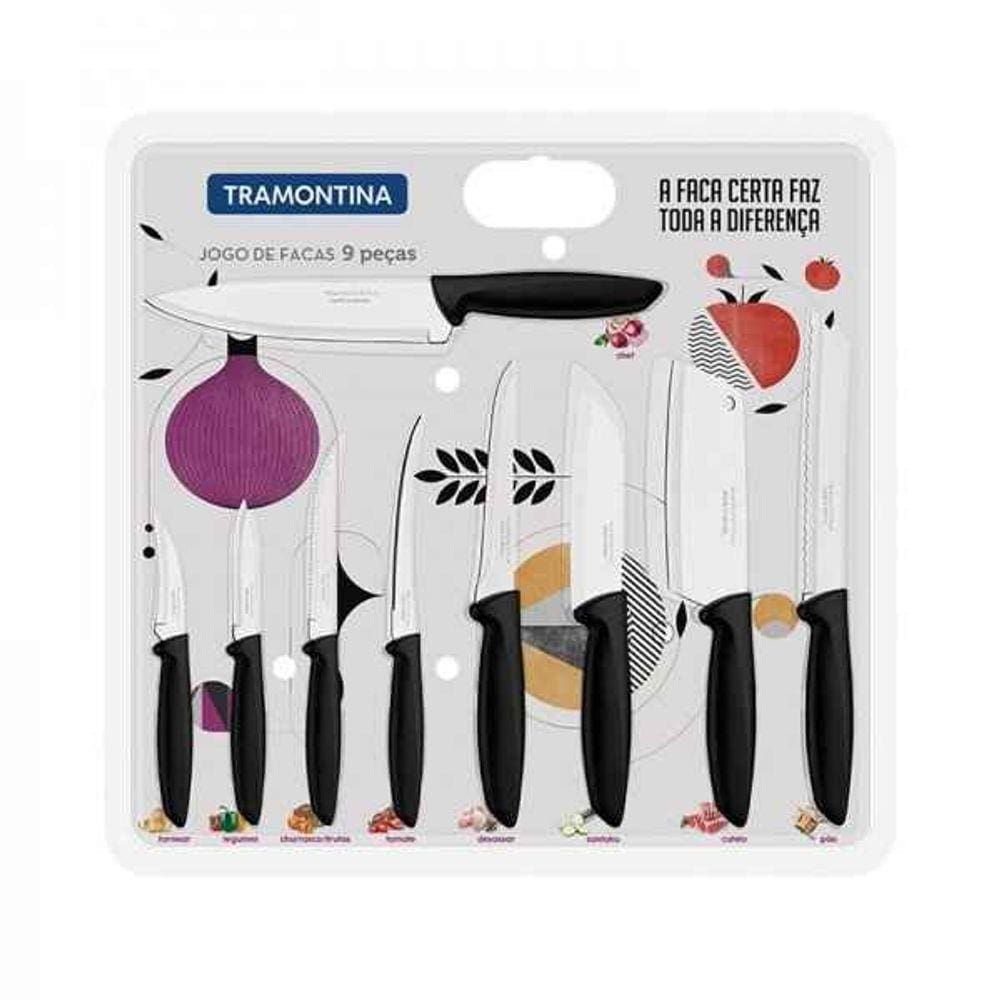 Jogo Facas Tramontina Inox 9 Peças Plenus